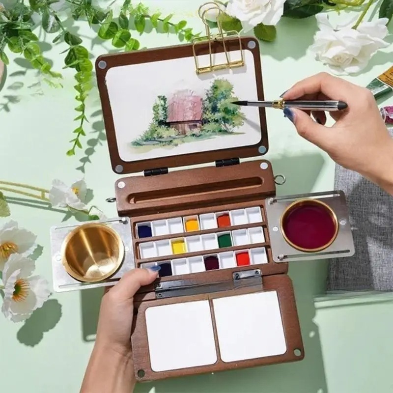 Outdoor Furniture Paint - Foldable Wooden Paint Palette Portable Outdoor
