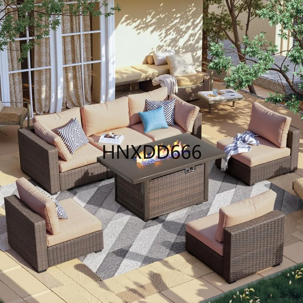 Outdoor Furniture With Fire Pit - 7 Piece Patio Furniture Set with