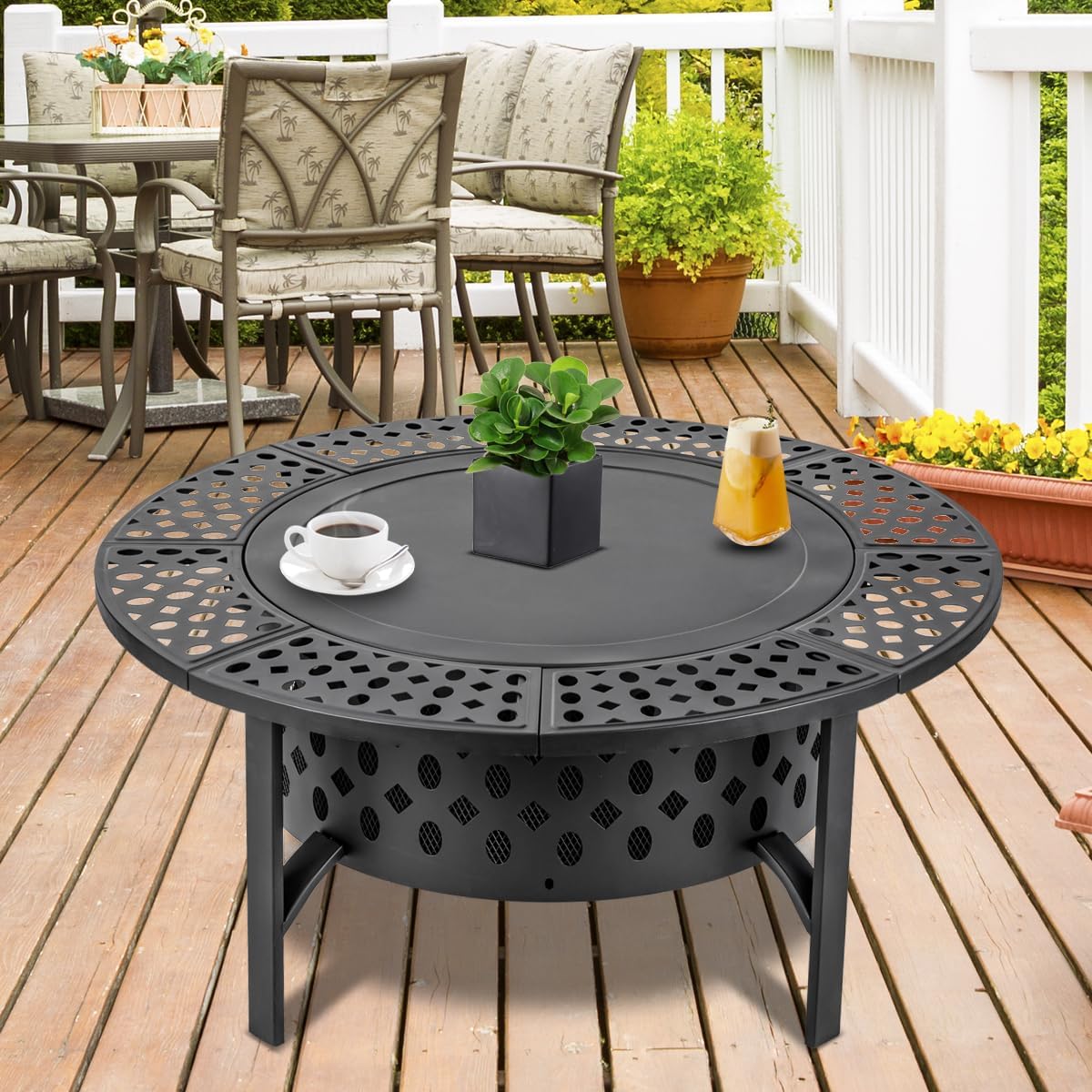 Extra Large Wood Burning Fire  - Outdoor Furniture With Fire Pit recension och pris