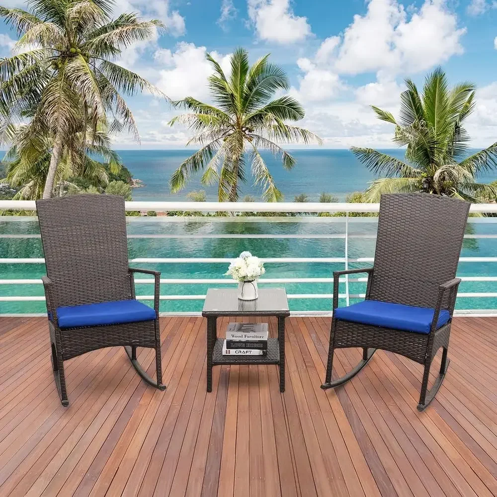 Outdoor PE Wicker Rocking Chai - Bistro Table Set recension och pris