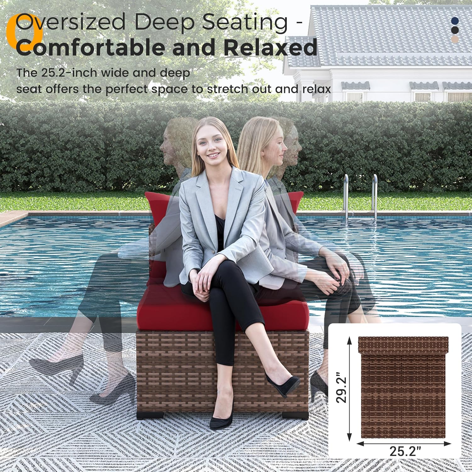 8pc All-Weather Wicker Section - Outdoor Furniture With Fire Pit recension och pris