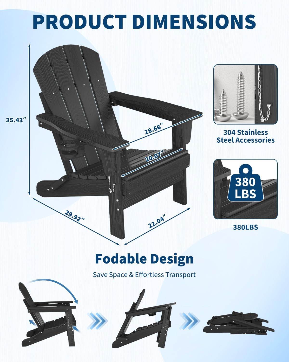 Folding Adirondack Chair HDPE  - Outdoor Furniture With Fire Pit recension och pris
