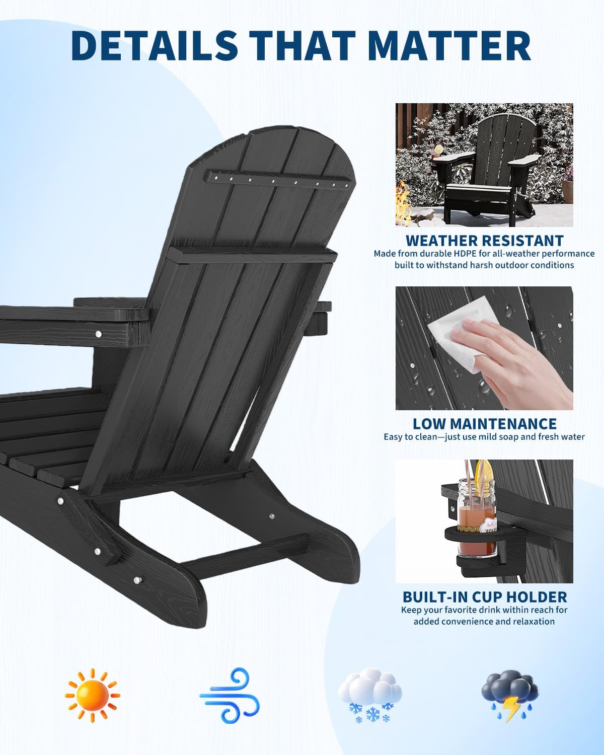 Folding Adirondack Chair HDPE  - Outdoor Furniture With Fire Pit recension och pris