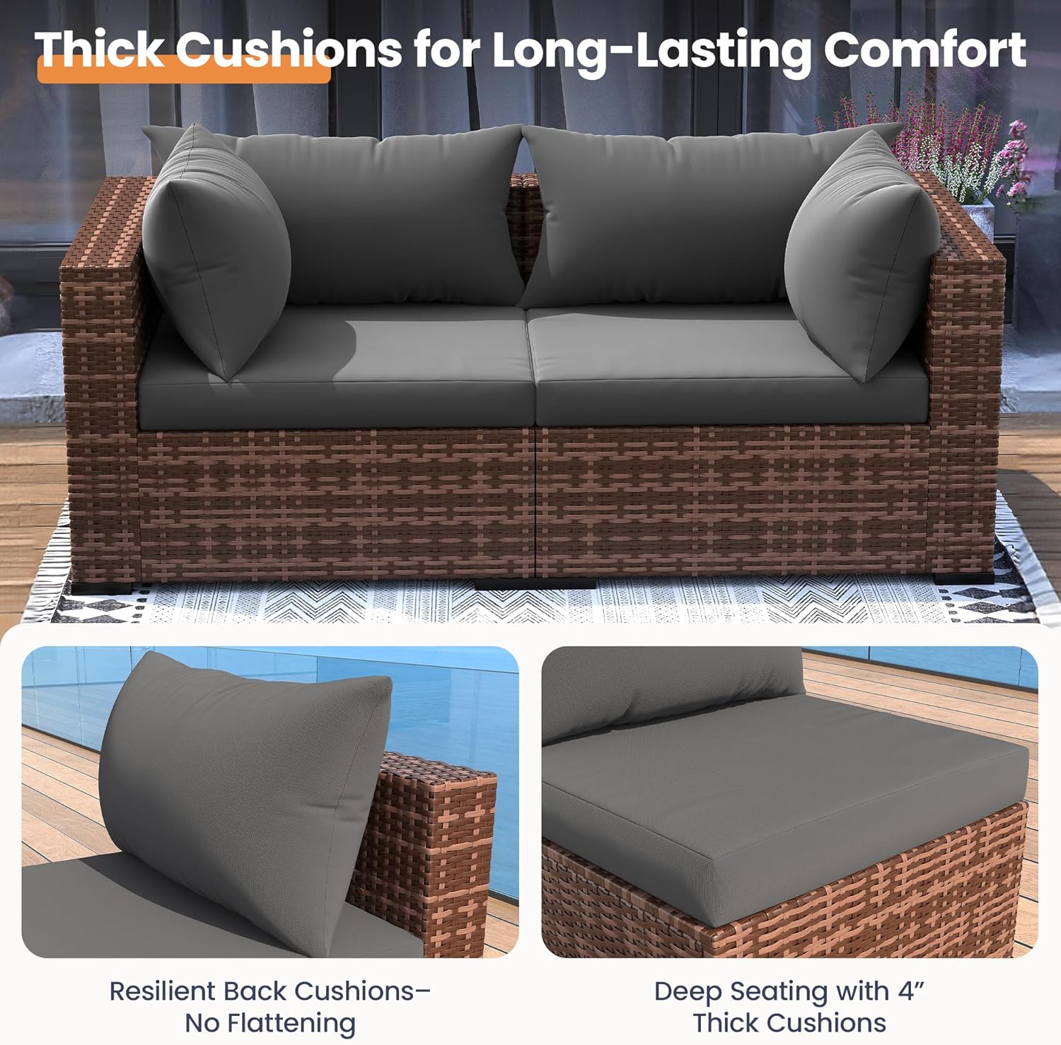 5-Piece Outdoor Sectional Sofa - Outdoor Furniture With Fire Pit recension och pris