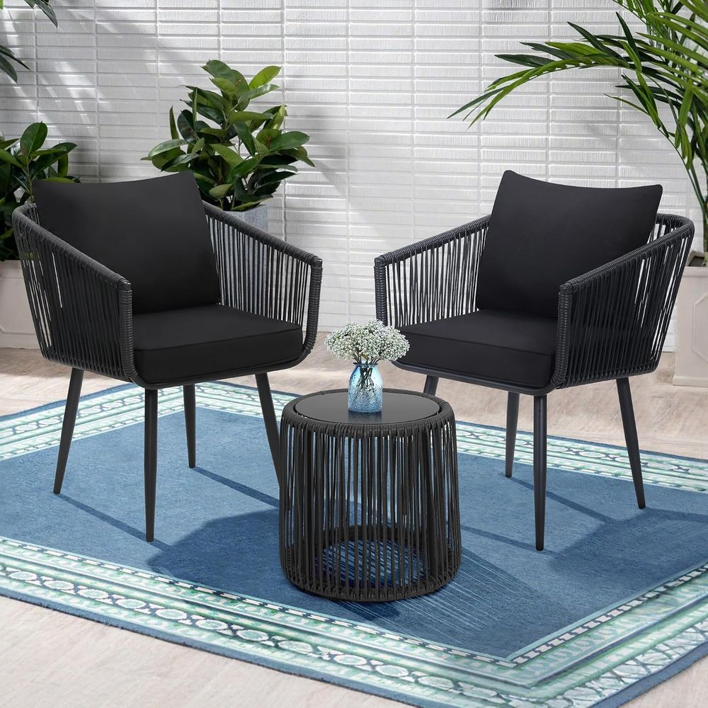 3-Piece Patio Rattan Bistro Co - Bistro Table Set recension och pris