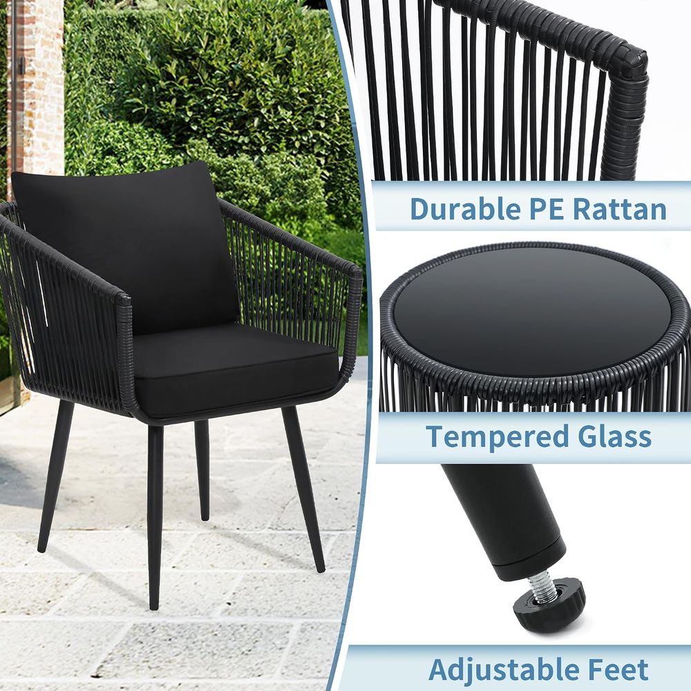 3-Piece Patio Rattan Bistro Co - Bistro Table Set recension och pris