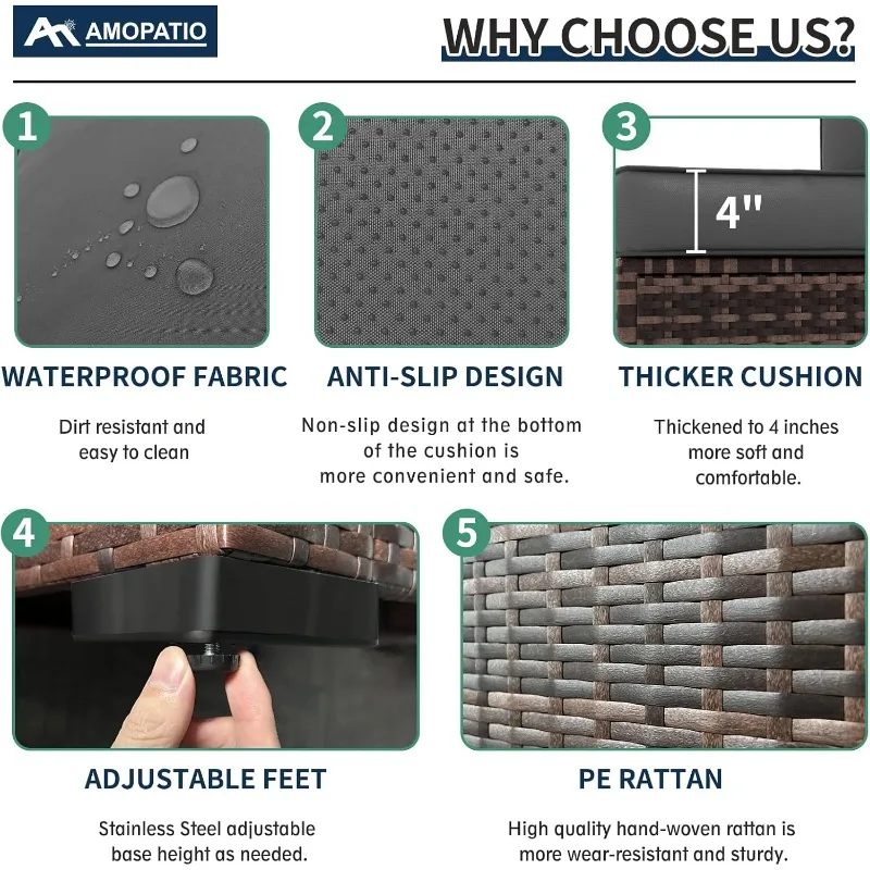 Amopatio 8 Pieces Patio Furnit - Outdoor Furniture With Fire Pit recension och pris